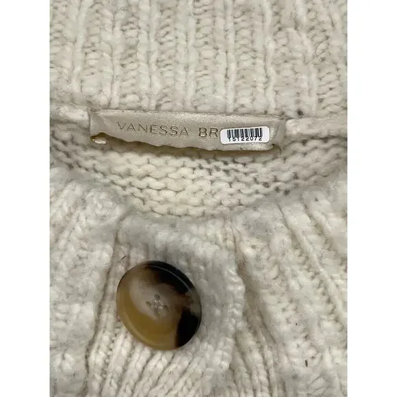 Vanessa Bruno Sz L Cream Vivi Fair Isle Nordic Oversized Wool Cardigan Sweater - Picture 4 of 6
